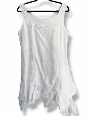 Animale Asymmetric Neckline Hem Linen Size 12 White